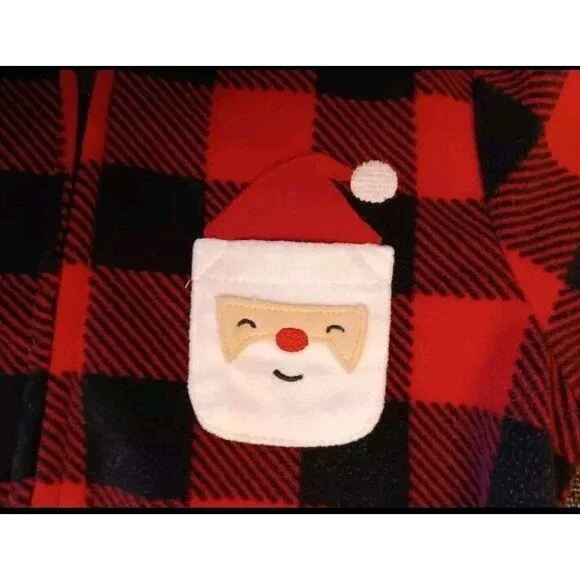 pajamas 4T New Carters Christmas Red Fleece Plaid sleeper Santa Holiday - Picture 3 of 5